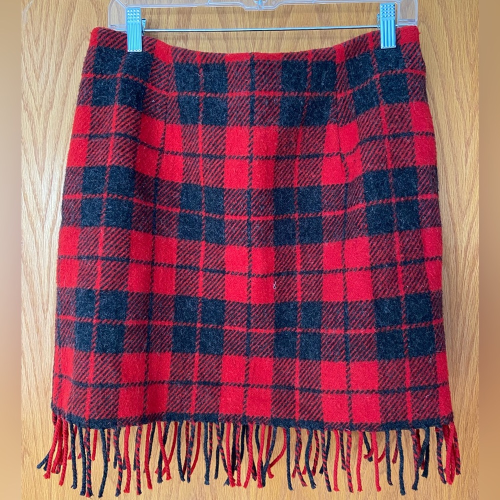 Vintage plaid skirt with fringe bottom